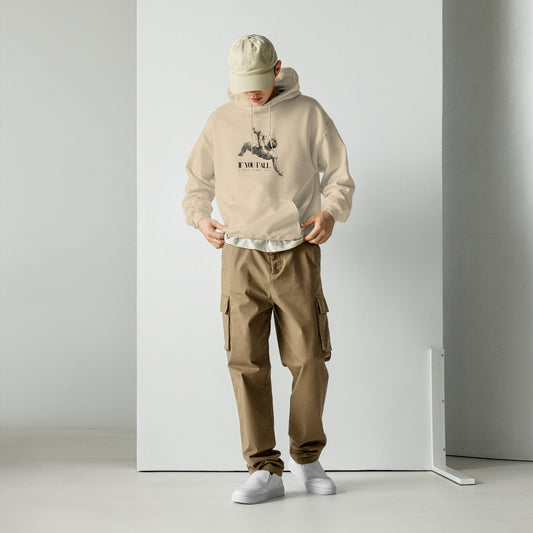 "Sand Hoodie – Light Beige – Unisex Streetwear – “If You Fall I Will Carry You” – Efisio Cross" 